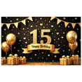 thumbnail image 2 of Golden Theme Happy 15th Birthday Banner Decorative Creative Sparkling Gold for Birthday Party Kids Celebration Indoor Decoration, 2 of 7
