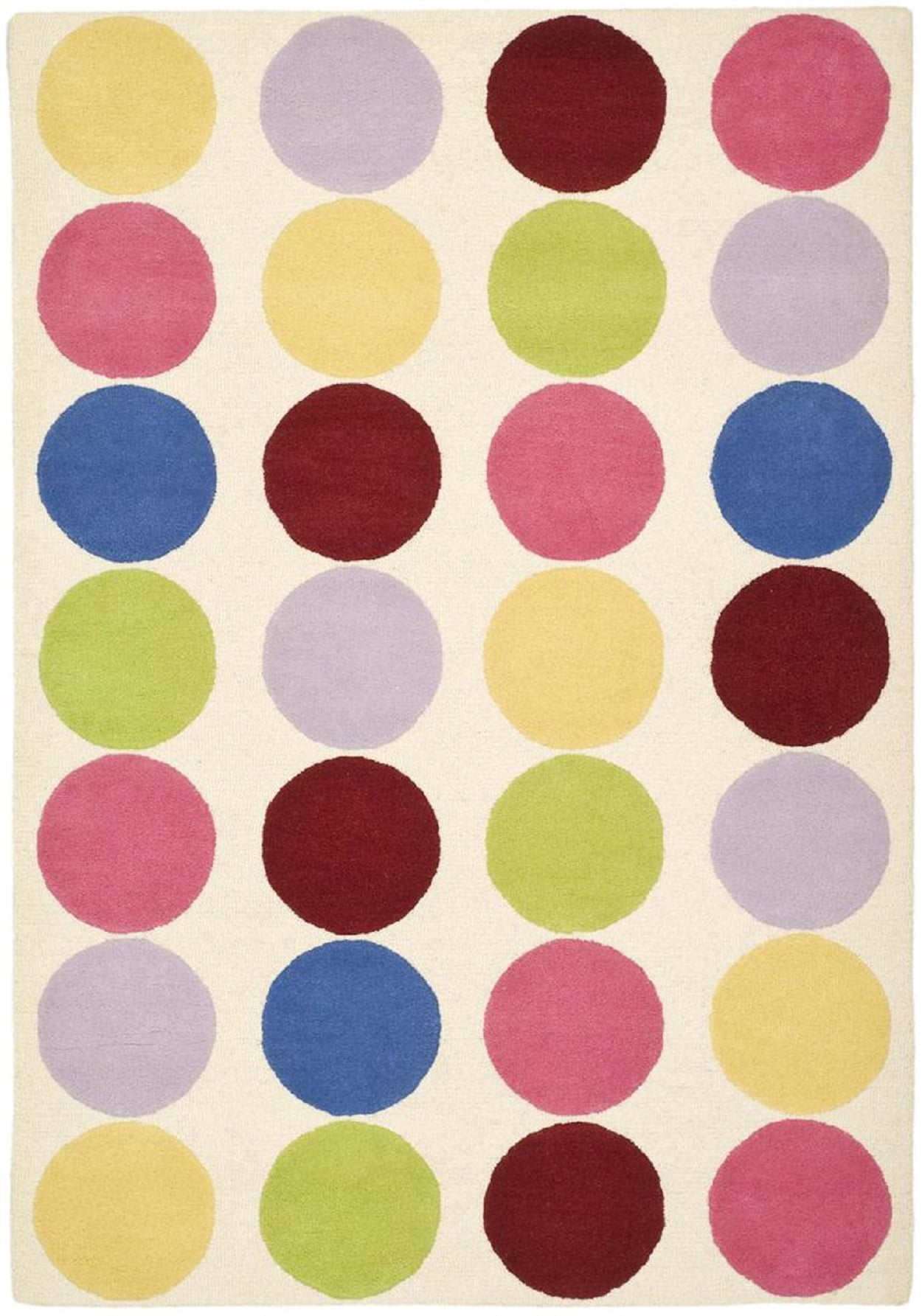 SAFAVIEH Kids Webster Polka Dots Area Rug, Ivory/Multi, 6' x 9'