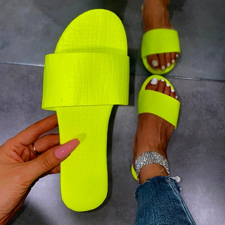 

BRISEZZS Women s Slide Sandals- Casual Open Toe Fashion Beach New Style Summer Flat Slide Sandals #563 Green-42
