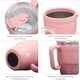 thumbnail image 3 of Taza de acero inoxidable con aislamiento al vacío, de doble pared, a prueba de fugas de 16 oz con pajita. Termo para café caliente con asa, taza de café térmica portátil (rosa), 3 of 3