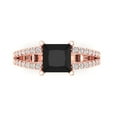 thumbnail image 2 of 2.43ct princess cut black natural onyx 14k rose gold Bridal Wedding Engagement Promise Anniversary Ring for Women size 4.75, 2 of 7