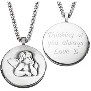 Personalized Planet Engraved Angel Locket Pendant