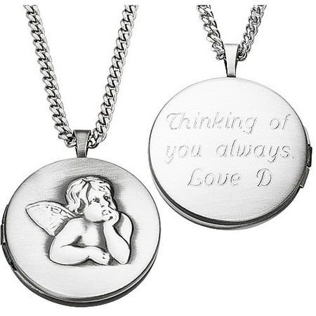Personalized Planet Engraved Angel Locket Pendant
