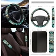 thumbnail image 3 of Jeiento Sea Turtle 12 PCS Front Car Seat Cover Full Set, with Steering Wheel Cover Seat Belt Pad Cover Armrest Box Mat Trash Bin Rear View Mirror Cover Keychain Air Vent Bag Southwest Aztec Teal, 3 of 7