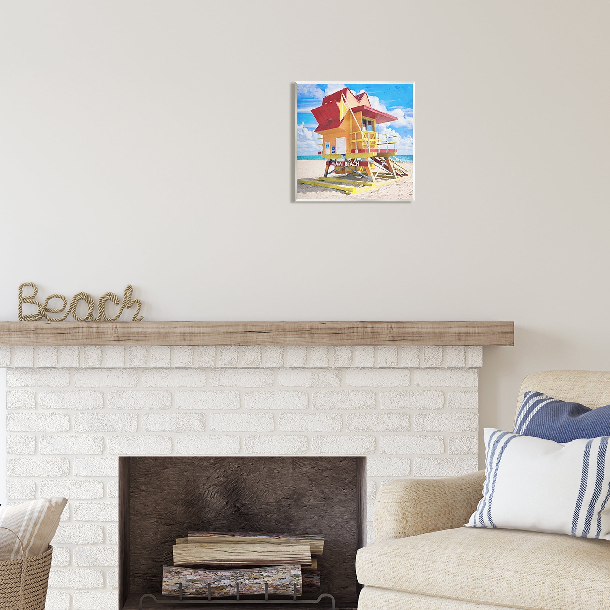 Stupell Industries Summer Beach Hut Nature Painting Unframed Art Print Wall Art, 12 x 12