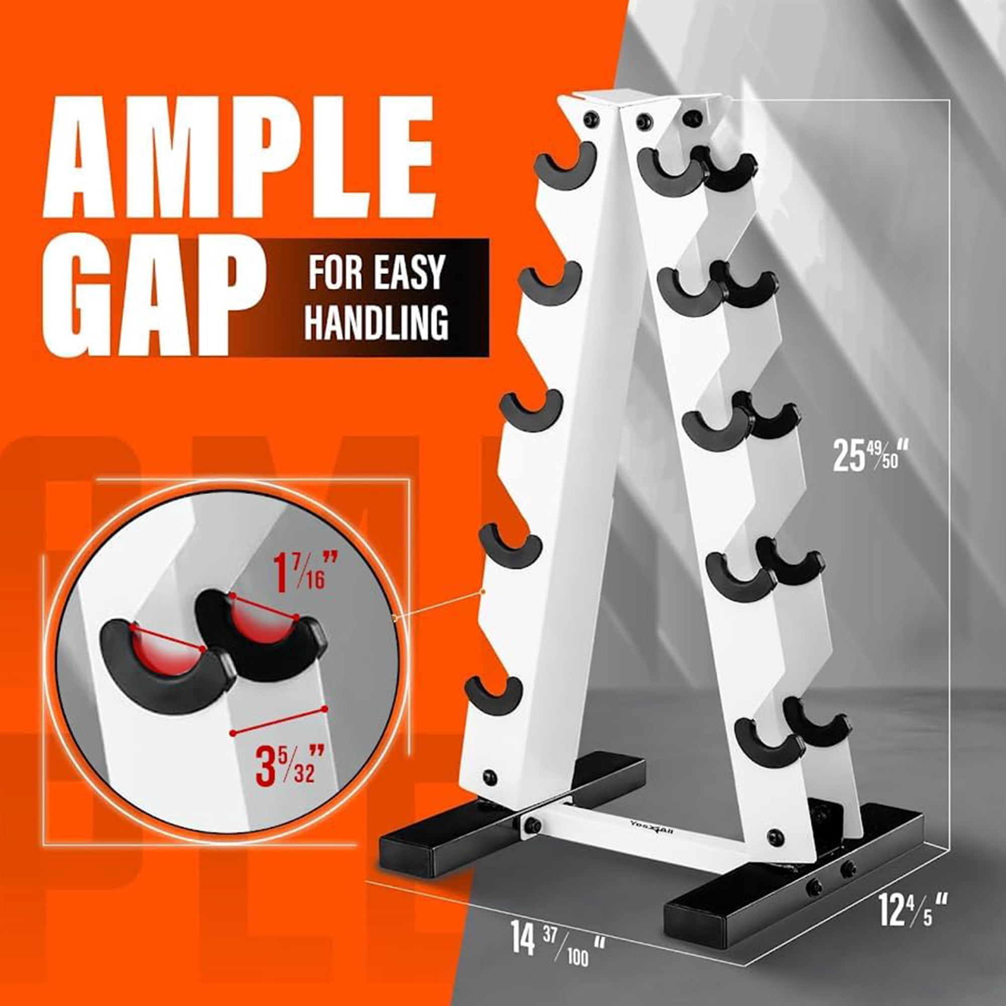 Metal A Frame Dumbbell Weight Rack 5 Tiers White