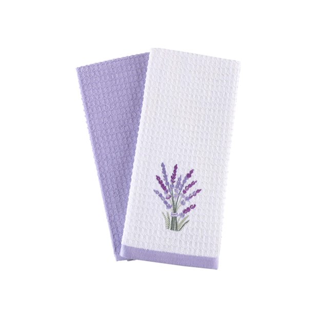 Hiera Home Toallas De Cocina Algodón Ultra Suave Y Súper Absorbentes Para Cocina, Toalla De Cocina Grande De 24 X 16 Pulgadas, Toallas De Algodón Natural, Paquete De 2 (Lavanda)