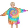 thumbnail image 3 of Colorful Tie Dye Mandala Pattern Blanket Hoodies for Kids 6-13YR Oversize Wearable Blanket Hoodies for Boys Girls Teens, 3 of 7