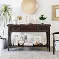 thumbnail image 1 of Farmhouse Wood ConsoleTable for Hallways Narrow Foyer Sideboard with Drawers and Bottom Shelf for Entryway, Espresso, 1 of 8