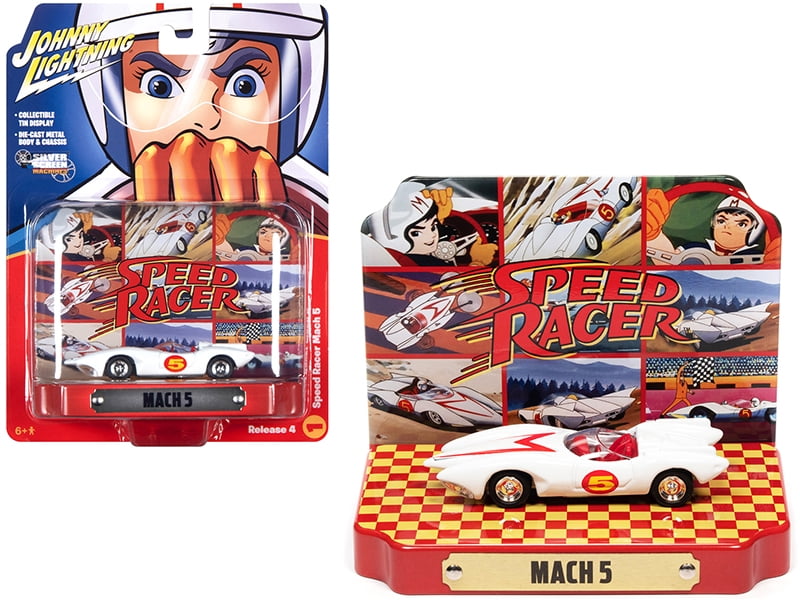 Diecast Speed Racer Mach 5 Five White with Collectible Tin Display