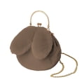 thumbnail image 3 of Bolso bandolera con orejas de conejo para mujer | Bolso de peluche con cierre de clip y pinza para el pelo | Colores rosa, caqui, gris y blanco | Monedero de poliéster y elastano de 21,8 x 21,9 cm, 3 of 7