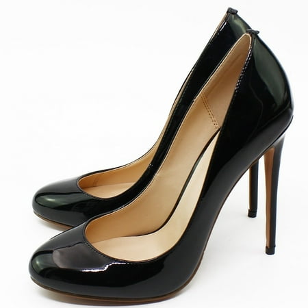 

YCNYCHCHY Spring Autumn Ladies 12cm Pumps Sexy Red Black High Heel Dress Party Prom Nightclub Heels Round Toe Plus Size For Women