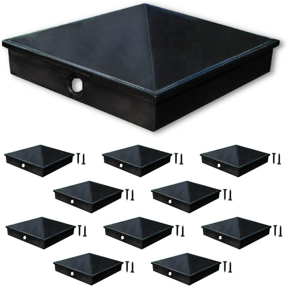 4x4 Fence Post Cap (3 1/2") 10 Pack Black Powder Coated Aluminum - Mailbox, Lamp Post, Deck, Dock, Piling Caps