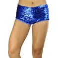 thumbnail image 4 of ToBeInStyle Womens Sequined Shiny Sparkly Bling Booty Dance Shorts - Blue, 4 of 5