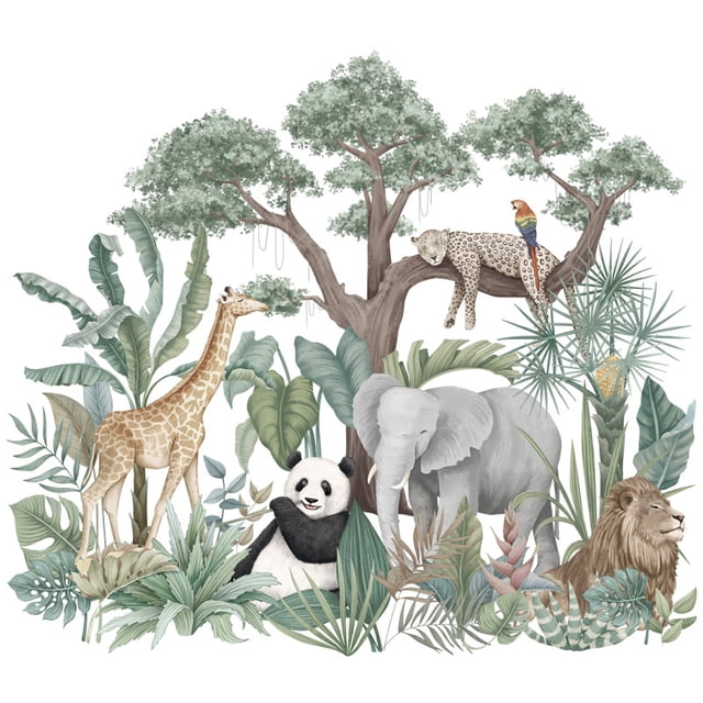 Pegatinas de Pared JAMW Animales de la Selva Tropical Decoración de Arte