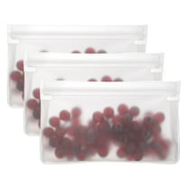 Uxcell 6"x2"x4.1" Reusable Freezer Bag, 3 Pcs Leakproof Zip Food Storage Stand Up Bags Fridge Snack Vegetable Fruit Ice Container for Long-Lasting Freshness, Transparent
