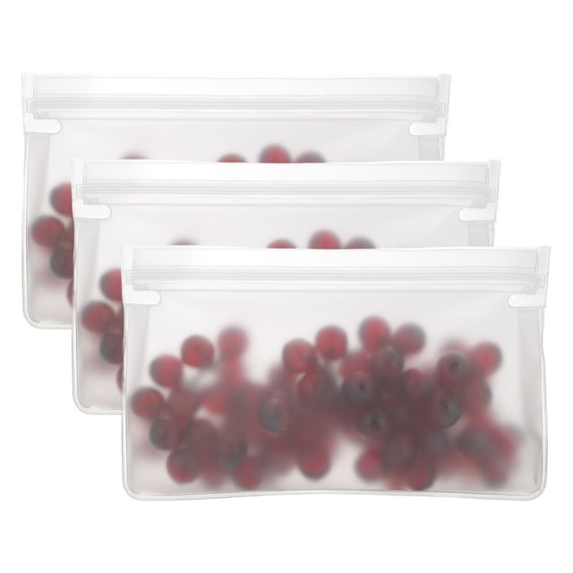 Uxcell 10"x2"x7.3" Reusable Freezer Bag, 3 Pcs Leakproof Zip Food Storage Stand Up Bags Fridge Snack Vegetable Fruit Ice Container for Long-Lasting Freshness, Transparent