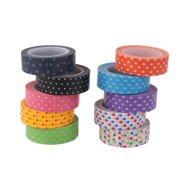 Etiqueta engomada de papel adhesiva diy de la cinta colorida del punto de 10pcs los 10m 1.5cm