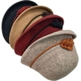 thumbnail image 5 of CoCopeaunts Bucket Hat for Women Solid Color Vintage Bowler Hat Round Roll-up Brim Warm Autumn Winter Hat Felt Leaf Hatband, 5 of 8