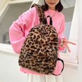 thumbnail image 2 of Fuzzy Cheetah Cute Backpack, Y2k Purse Fleece Chic Bookbag Trendy Aesthetic Coquette Daypack 90s Purse, 2 of 5