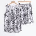 thumbnail image 3 of Lovskoo Women's 2 Piece Pajama Set Plus Size Floarl Printed Crew Neck Sleeveless Tank Tops and Printed Shorts Loungewear Two-Piece Set Black, 3 of 3