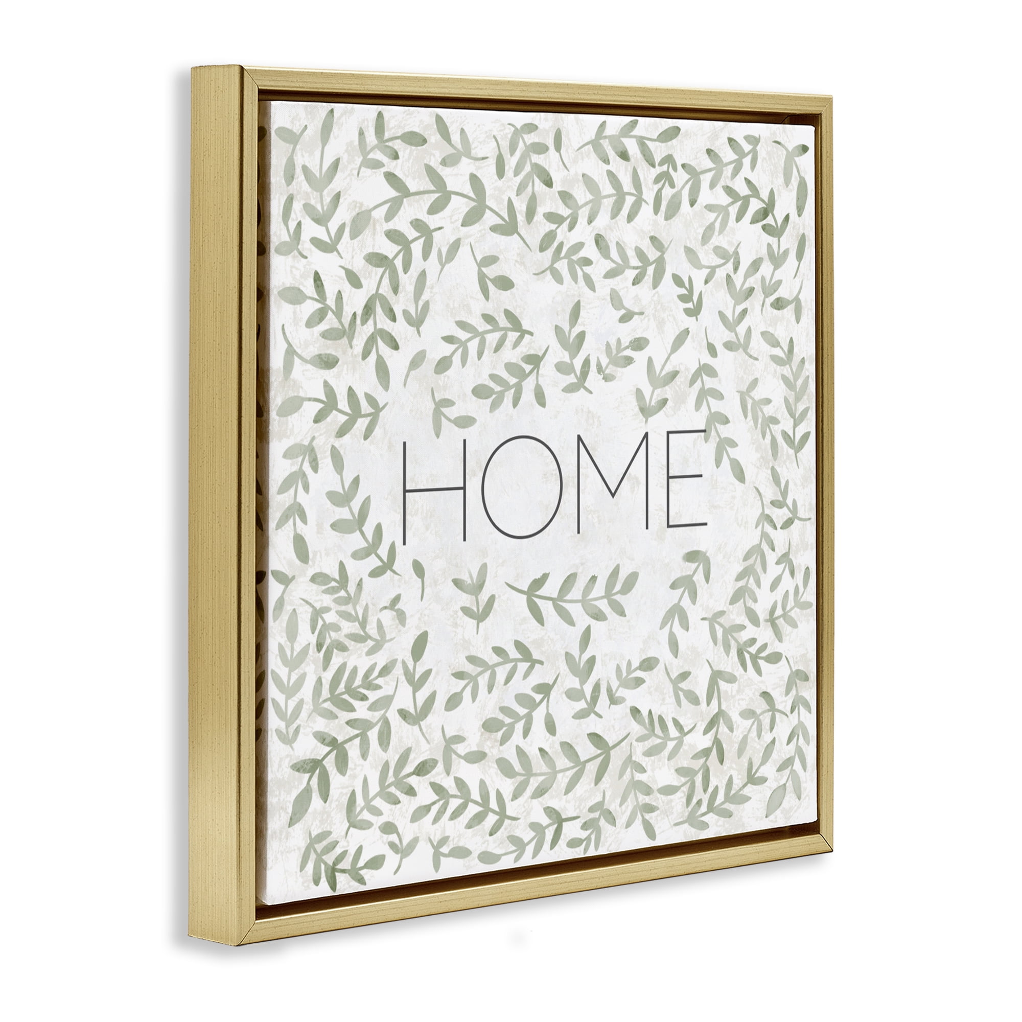 Stupell Industries Curved Ivy Sprigs Greenery Gold Framed Floater Canvas Wall Art, design by SD Graphics Studio