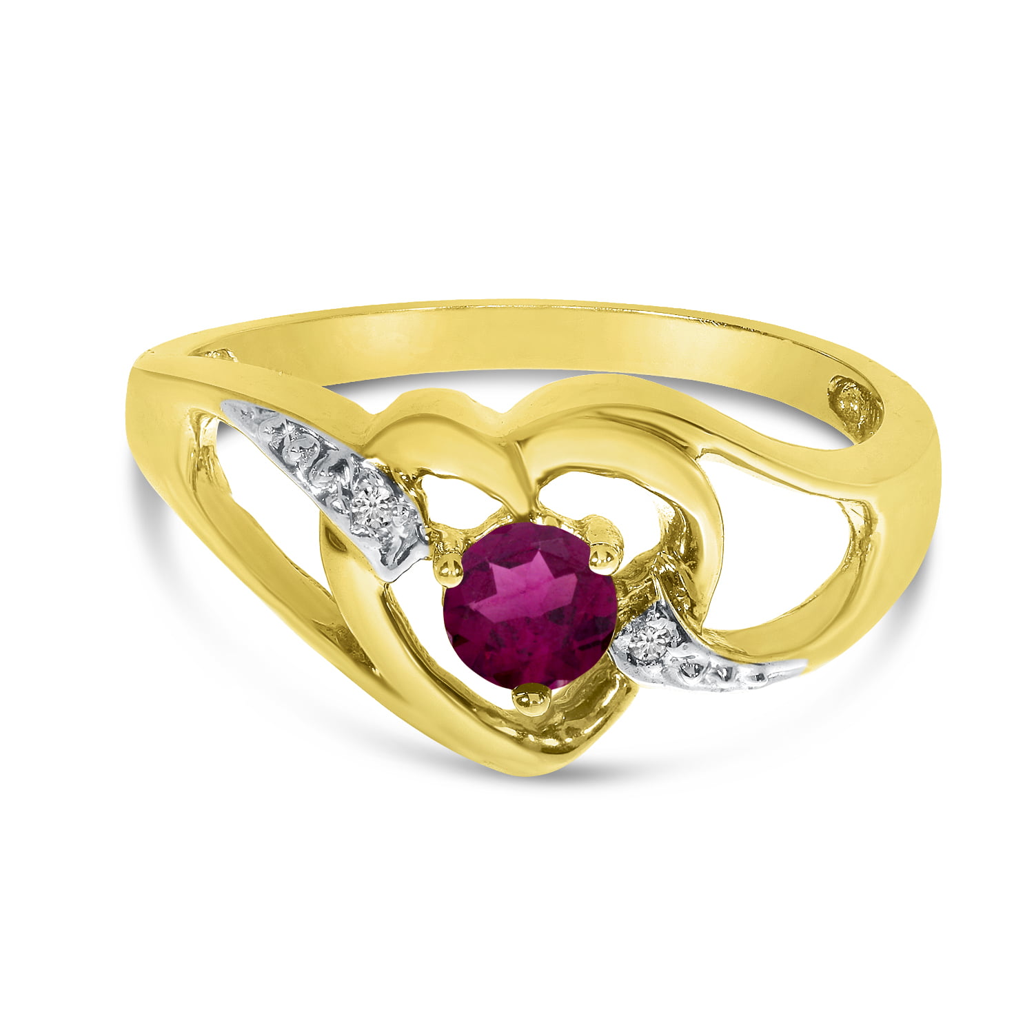 JewelrySuperMart Collection 10k Yellow or White Gold Round Rhodolite Garnet Heart Ring