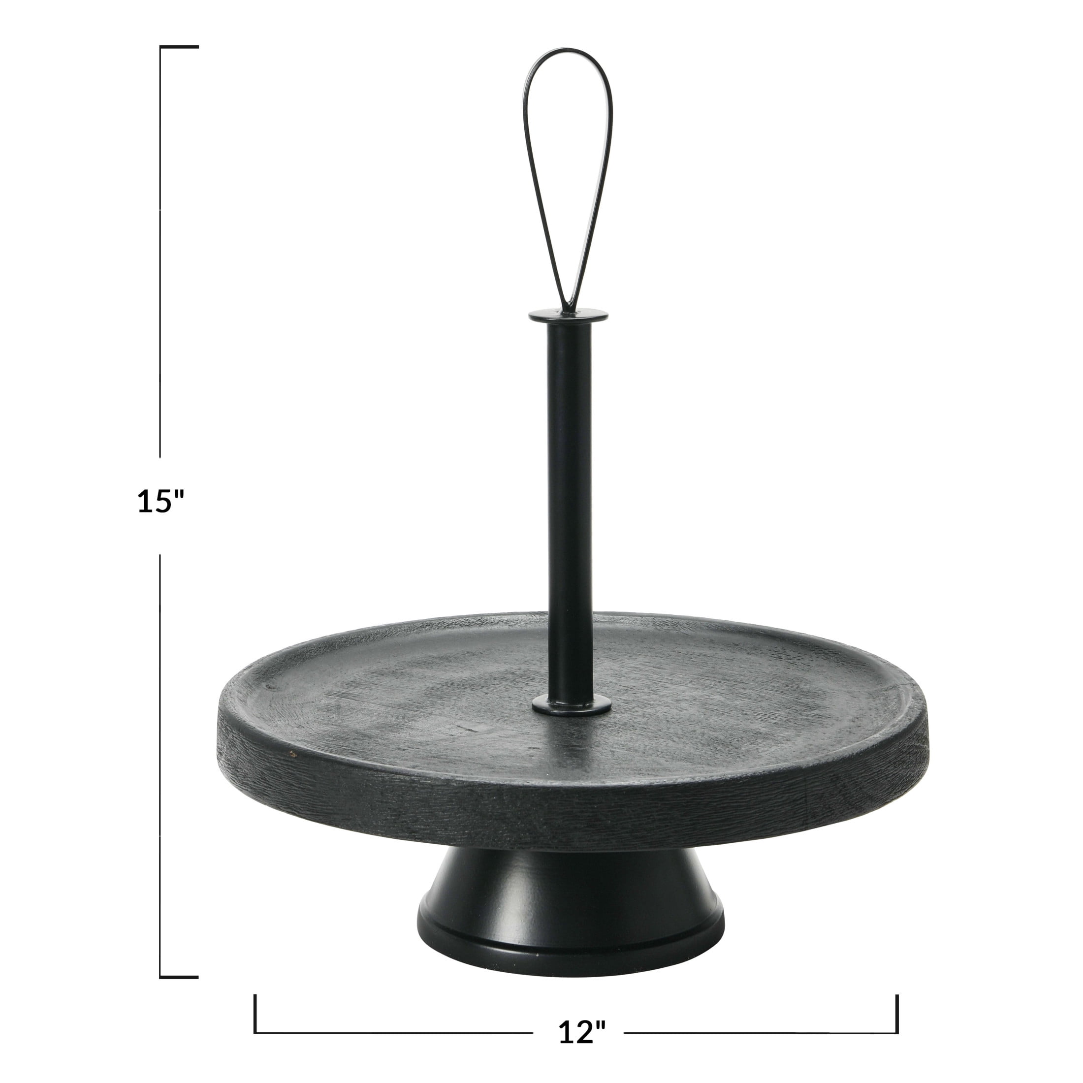 Creative Co-Op Elegant Modern Tray, Cake Stand or Desert Serve ware stand, Black