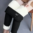 thumbnail image 1 of Leggings de lana de cordero gruesa para mujer, pantalones largos con estampado pequeño y forro polar añadido, pantalones de poliéster para mujer, 1 of 9