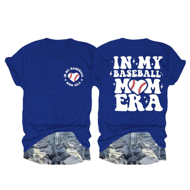 Nouveaux et Tendances T-Shirts Graphiques Uooqdmx pour Femmes, Chemise de Baseball pour Femmes, Sweat à Manches Courtes pour Femmes, T-Shirt à Col Rond Décontracté à la Mode, Chemises en Coton pour Femmes, Bleu 3TG