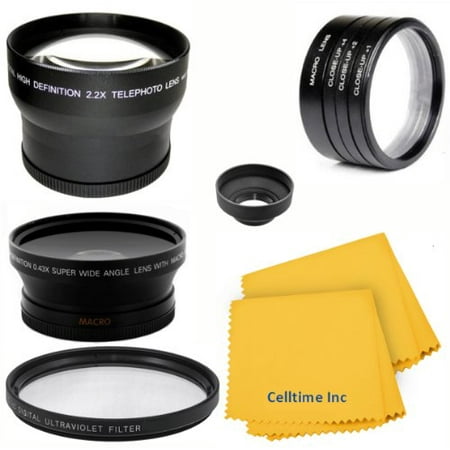 52MM Accessory Kit for NIKON DSLR Cameras including D5200 D5100 D5000 D3200 D3100 D3000 - Includes: 2.2X Telephoto and 0.43X Wide Angle High Definition Lenses + + Macro Close-Up Set + Rubber Rubber