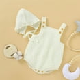 thumbnail image 4 of Musuos 2 Pcs Baby's Sleeveless Knitted Vest Romper, Solid Color Lace-up Hat, 4 of 5