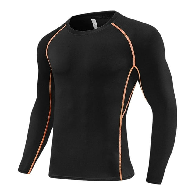 PMVFHDE Boys Compression Athletic Shirt For Basketball Football Training Performance Warm Base Layer Fitness Workout Top Orange,3-4 Years