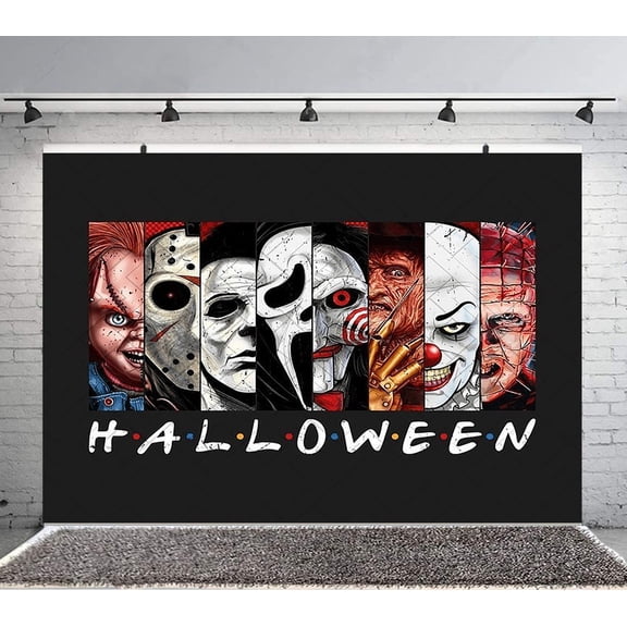 Horror Movie Characters Backdrop Banner Party Supplies Poster Movie Theme Background for Photography Birthday Decorations