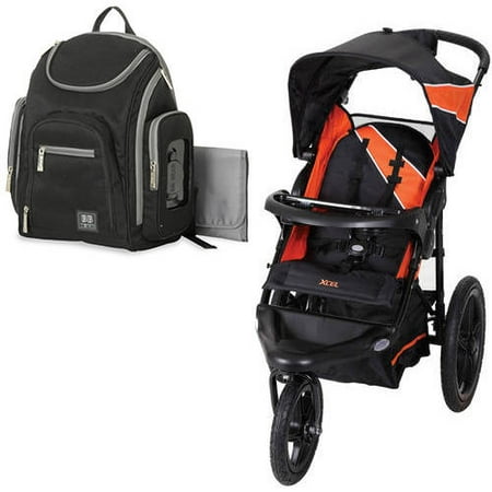 Baby trend xcel jogging stroller, tiger lily with Diaper Bag Value