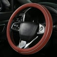 thumbnail image 3 of Claret Leather Steering Wheel Cover Fiber Strip Car Steering Wheel Cover Universal 15 Inch for Women, 3 of 8
