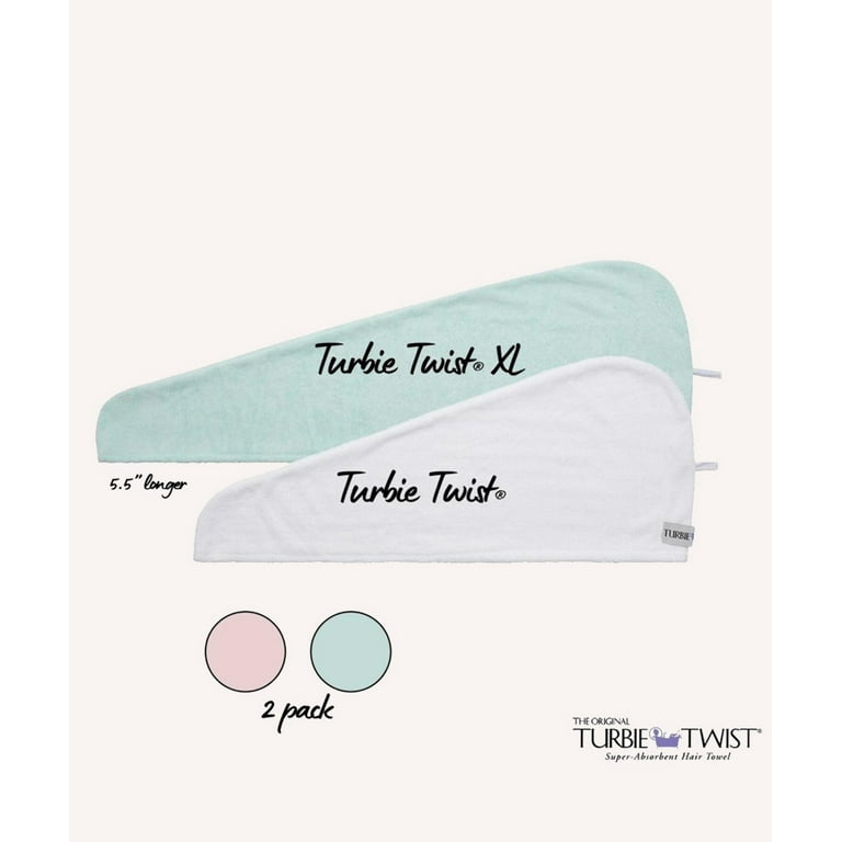 Turbie Twist Extra Long Microfiber Hair Towel Wrap 2 Pack For Women Men Kids Travel Bathroom Essential Quick Dry Hair Turban for Curly