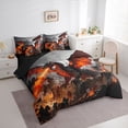 thumbnail image 2 of Metsweet Flame Dragon King Bedding 7pcs, Vintage Castle King Bed in a Bag, Black Orange Red Gray,Black Reversible, 2 of 6