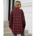 thumbnail image 2 of jinghuiyue Women Flannel Plaid Shirt Classic Button Down Long Sleeve Shirts Casual Business Cropped Tops with Pocket M, 2 of 7