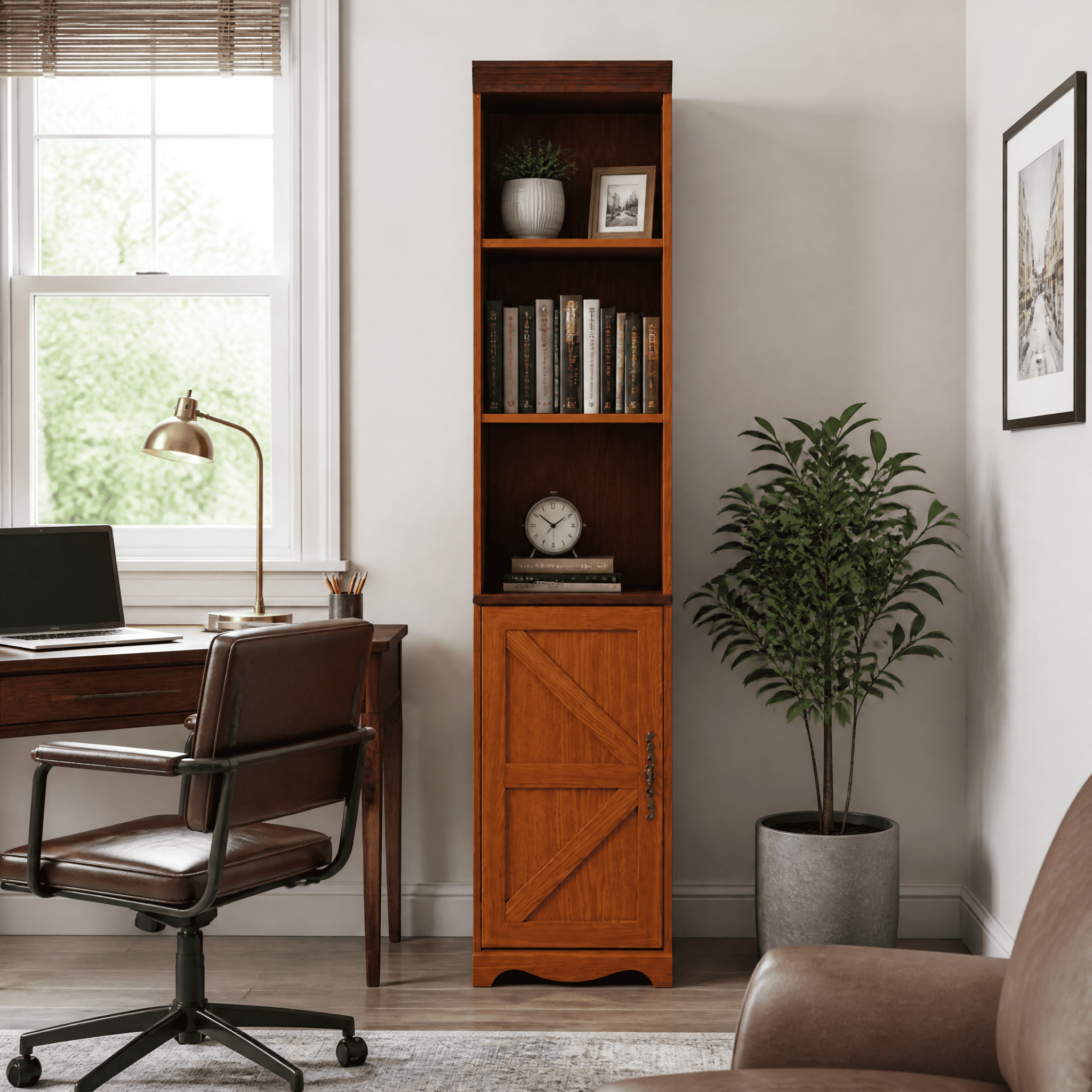 70.86" Tall 5-Shelf Storage Cabinet, Freestanding MDF Bookshelf, DIY Combinable Display Cabinet for Living Room Bedroom