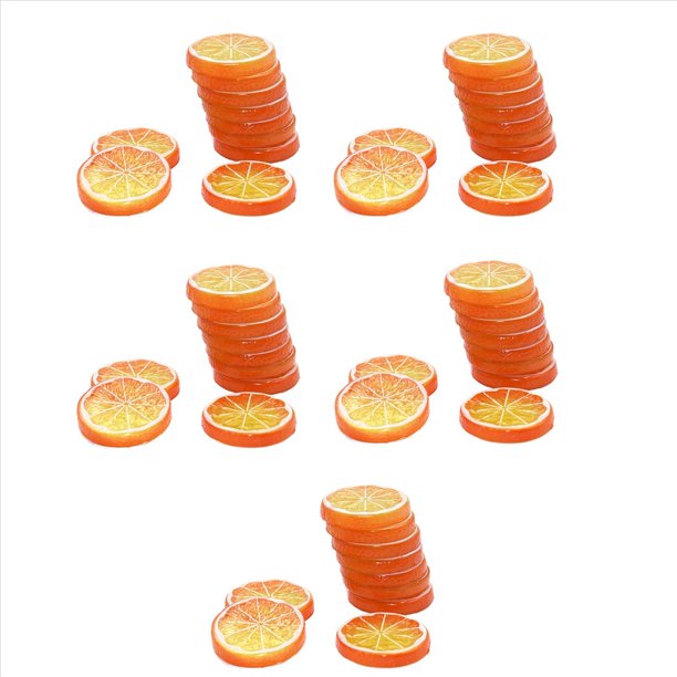 Modelo de Alta Simulación de 50 Piezas de Rodajas Limón Artificial Fruta Artificial Decoración Fiesta Familiar Naranja