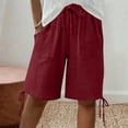 thumbnail image 2 of Costeam Womens Drawstring Waist Crinkle Texture Casual Shorts with Adjustable Hem and Side Pockets Loose Fit Knee Length Summer Everyday Shorts, 2 of 9