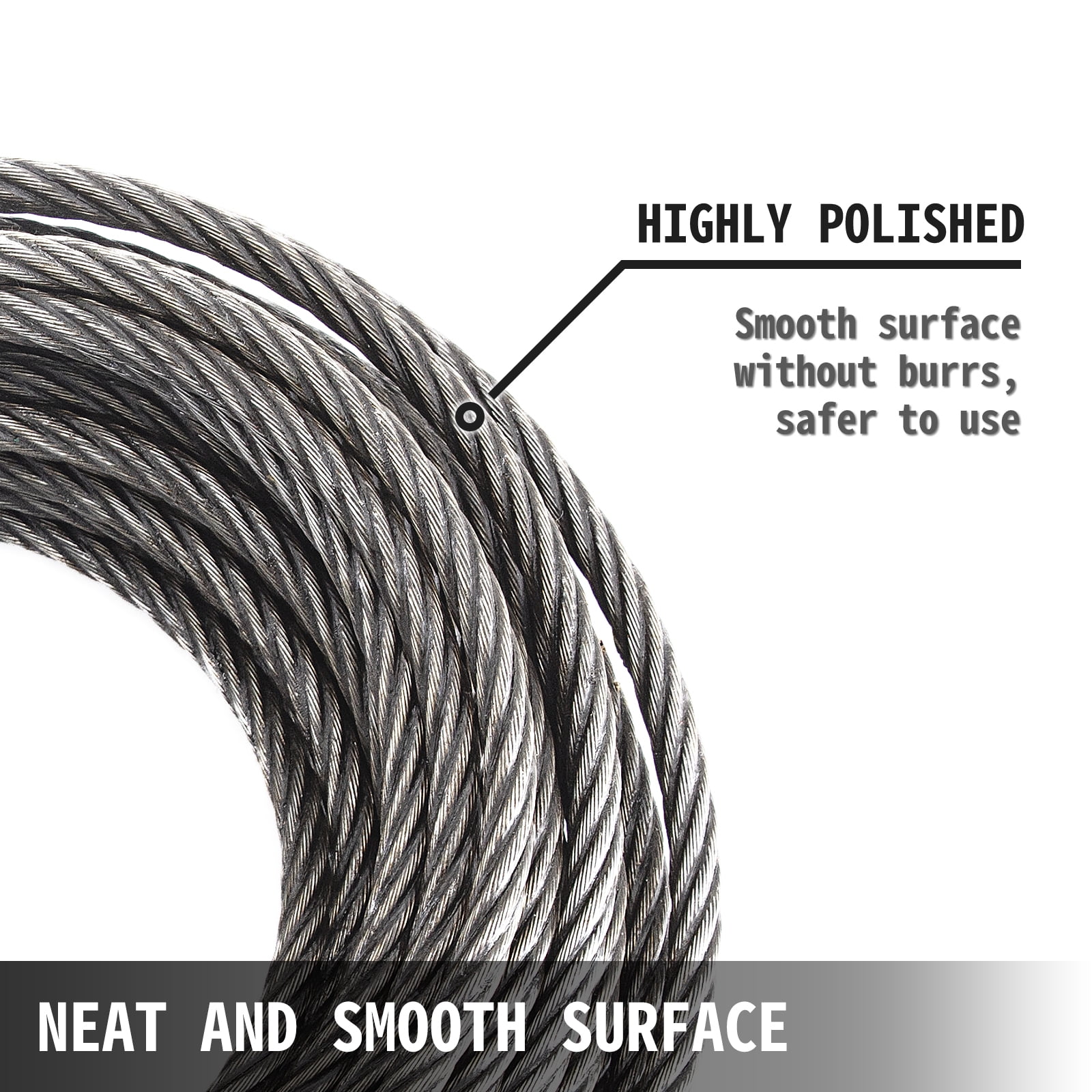 Wire Rope 10mm x 23m upto 15000lbs Galvanised Steel Winch Cable 