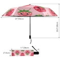 thumbnail image 3 of Compact Sun Umbrella Windproof Travel Umbrellas for Rain Strong Portable UV Protection Lovely Strawberry, 3 of 8