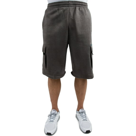 Vibes Men Fleece Cargo Shorts 13" Inseam Charcoal Small