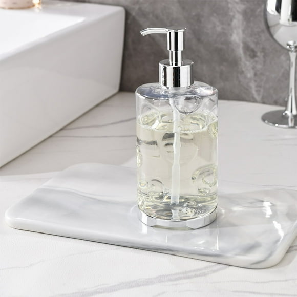 Bote dispensador de jabón de manos recargable de 420 ml para baño y cocina - Bomba de contacto suave para jabón líquido, loción o champú