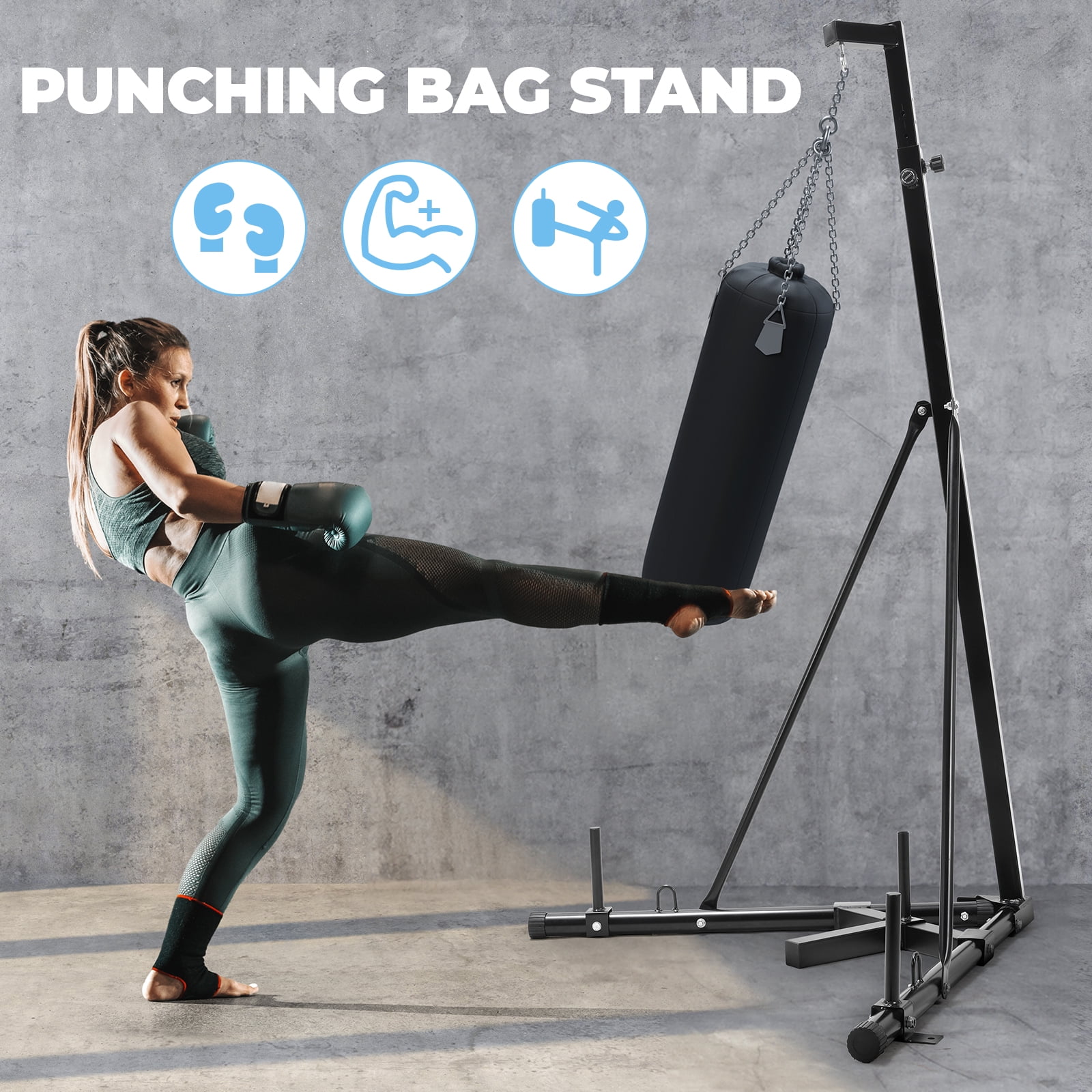 LAZY BUDDY Heavy Bag Stand, Height Adjustable Punching Bag Stand  Holds Up to 150 lbs for Home Gym Fitness (without Boxing Bag)