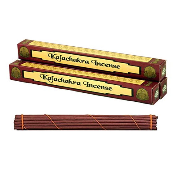 Kalachakra Tibetan Incense, 10" Length - 3 Packs, 40 Sticks Per Pack