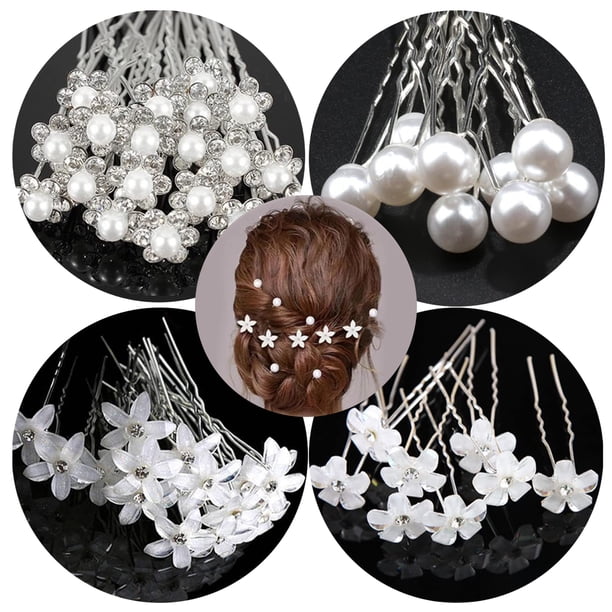 20 horquillas de perlas para el pelo, horquillas para novia, horquillas para boda, horquillas de flores para mujer, accesorios para el pelo de dama de honor para boda, para mujeres y niñas, bodas,