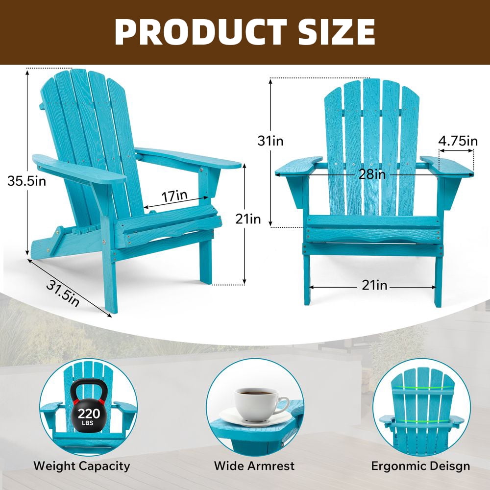 WGYPRIME Adirondack Chair set of 2, Solid Wood Outdoor Fire Pit Chair, Folding Patio Chair for Garden, Lawn